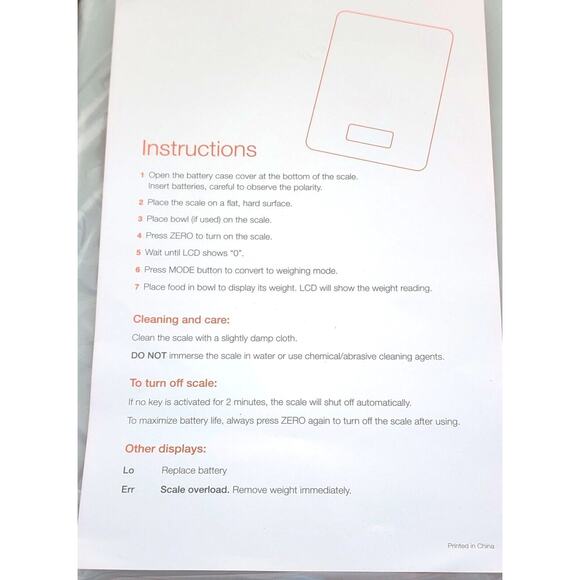 FOOD SCALE-REAL APPEAL-Flat Countertop-Multi Weigh Modes-On/Off Button-Battery - Picture 7 of 14